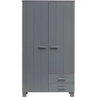 Woood Dennis Kast Met Laden - Grenen - Staal Grijs - 202x111x55
