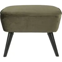 Woood Sara hocker op poten - Velvet - Warm Groen - 41x56x36