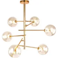 Groenovatie Glazen Design Hanglamp - 6 Bollen - Amber - G4 Fitting - 75 x 80 cm
