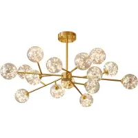 Groenovatie Dijon Glazen Design Hanglamp - 9 Bollen - Transparant - Inclusief lichtslinger - 85 x 30 cm