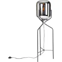 QAZQA Design vloerlamp zwart met smoke glas - Bliss