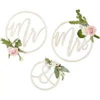My Dream Day Houten decoratie ringen Mr & Mrs 3 stuks 25 cm