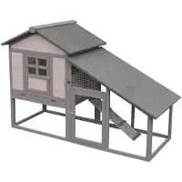 Flamingo Konijnenhok Quincy Cottage 151x66x100 cm grijs