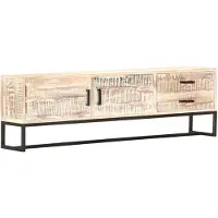 vidaXL Tv-meubel 140x30x45 cm massief acaciahout wit