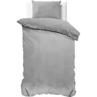 Sleeptime dekbedovertrek Uni - grijs - velvet - 140x220