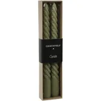 Countryfield - Kaars - Ø2H20cm - Twirly - S - Set 2 stuks - licht groen - L20,7B4,6H2,5CM