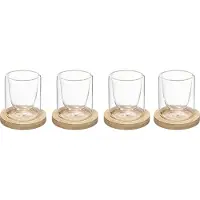 Secret De Gourmet espresso kopjes set 4 stuks met onderzetter van bamboe - dubbelwandig - 8 cl - In