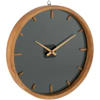 J-Line 15193 Wandklok Rond Hout/Glas Bruin/Zwart Small