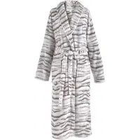 ISleep Badjas - Siberische Tijger Print - Zachte Fleece - Lang Model - Maat M - Grijs