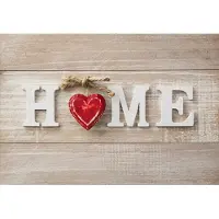 Karo-art Schilderij - Home sweet home, print op canvas , Beige rood , 2 maten , Wanddecoratie