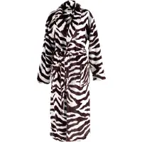 ISleep Badjas - Zebra Print - Zachte Fleece - Lang Model - Maat L - Bruin/Wit