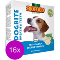 Biofood 16x Hondensnoepjes Dogbite Tandverzorging - Hondensnack - 55 snoepjes per verpakking