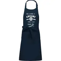 Kariban Awesome 35 year - 35 jaar cadeau - keukenschort - BBQ schort - verjaardag - navy blauw