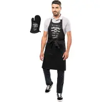 Kariban Awesome 45 year - 45 jaar cadeau - keukenschort - BBQ schort - verjaardag - zwart - met ovenwant