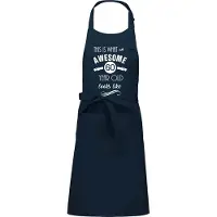 Kariban Awesome 60 year - 60 jaar cadeau - keukenschort - BBQ schort - verjaardag - navy blauw