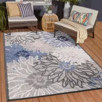 Muratap Binnen en buiten vloerkleed floral outdoor laagpolig tapijt 140x200 cm