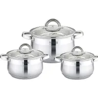 Platinum pannenset 16 18 20 cm RVS/glas zilver 6 delig