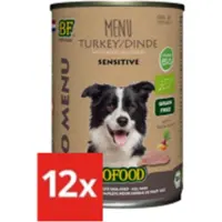 BF 12x Biofood Organic Kalkoen Menu Blik - Hondenvoer - 400g