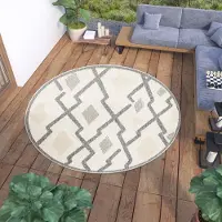 Tapiso Viera Rond Tuintapijt Vloerkleed Binnen Buiten Indoor Outdoor Maat- 120x120