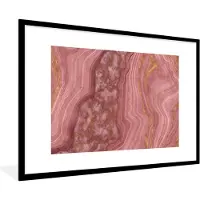 PosterMonkey Fotolijst incl. Poster - Roségoud - Agaat - Edelsteen - Abstract - 90x60 cm - Posterlijst