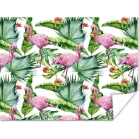 PosterMonkey Poster Bladeren - Flamingo - Bloemen - Jungle - 160x120 cm XXL