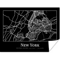 PosterMonkey Poster Kaart - New York - Stadskaart - Plattegrond - 80x60 cm