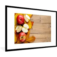 PosterMonkey Fotolijst incl. Poster - Appel - Bladeren - Herfst - Fruit - 90x60 cm - Posterlijst