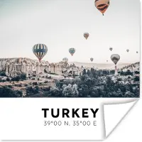 PosterMonkey Poster Turkije - Luchtballon - Bomen - 30x30 cm
