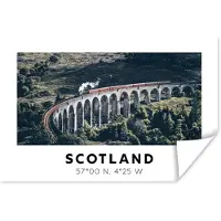 PosterMonkey Poster Schotland - Trein - Vintage - Brug - 120x80 cm