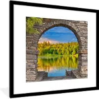 PosterMonkey Fotolijst incl. Poster - Bomen - Bos - Water - Doorkijk - 40x40 cm - Posterlijst
