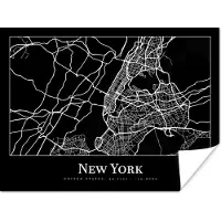 PosterMonkey Poster Kaart - New York - Stadskaart - Plattegrond - 120x90 cm
