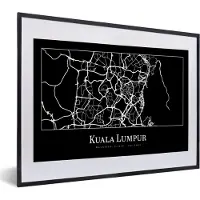 PosterMonkey Fotolijst incl. Poster - Stadskaart - Kuala Lumpur - Kaart - Plattegrond - 40x30 cm - Posterlijst