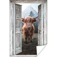 PosterMonkey Poster Schotse hooglander - Koe - Landelijk - Doorkijk - 40x60 cm