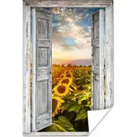 PosterMonkey Poster Doorkijk - Zonnebloem - Bloemen - Zon - 40x60 cm