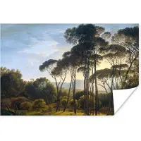 PosterMonkey Poster Italiaans landschap met parasoldennen - Kunst - Oude meesters - 90x60 cm