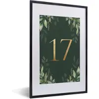 PosterMonkey Fotolijst incl. Poster - Nummer 17 - Bladeren - Planten - Botanisch - Goud - 40x60 cm - Posterlijst