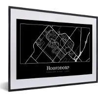 PosterMonkey Fotolijst incl. Poster - Plattegrond - Hoofddorp - Kaart - Stadskaart - 40x30 cm - Posterlijst