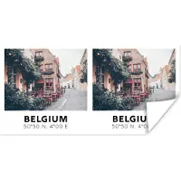 PosterMonkey Poster België - Terras - Straat - 160x80 cm
