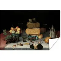 PosterMonkey Poster Stilleven met kazen - Kunstwerk - Oude meesters - 30x20 cm