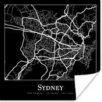 PosterMonkey Poster Kaart - Sydney - Stadskaart - Plattegrond - 100x100 cm XXL