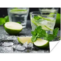 PosterMonkey Poster Drank - Wijnglas - Fruit - 160x120 cm XXL