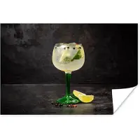 PosterMonkey Poster Drank - Wijnglas - Fruit - 30x20 cm