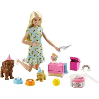 Mattel Barbie Hondenfeest-speelset met pop, speelklei en accessoires