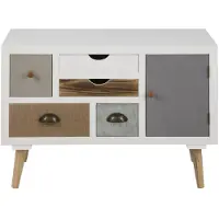 Ebuy24 Thijs kommode wit ladekast met 5 lades.