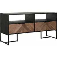 DTP Home TV stand Criss Cross small, 2 drawers, 2 open racks,60x120x40 cm, mixed wood
