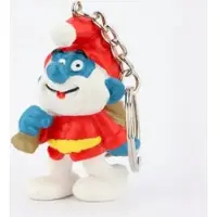 Schleich De smurfen - speelfiguurtje - grote smurf als kerstman - sleutelhanger - 5 cm -