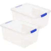 Forte Plastics 2x stuks opslagboxen/bakken/organizers met deksel 16 liter 40 x 30 x 21 cm transparant plastic - Opbergbox