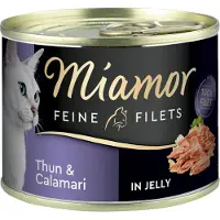 Miamor 6 x 185 g Fijne Filets Kattenvoer - Tonijn & Calamari in Gelei