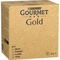 Purina Gold Mousse - Kattenvoer Natvoer - Konijn Rund Kalf & Lam - 96 x 85 g