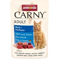 Animonda Carny 12x85g Maaltijdzakjes Rund + Parelhoen Kattenvoer